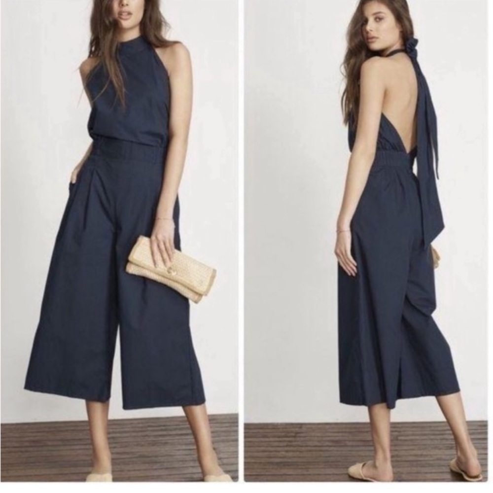 Faithfull the Brand Navy Halter Jumpsuit, sz M